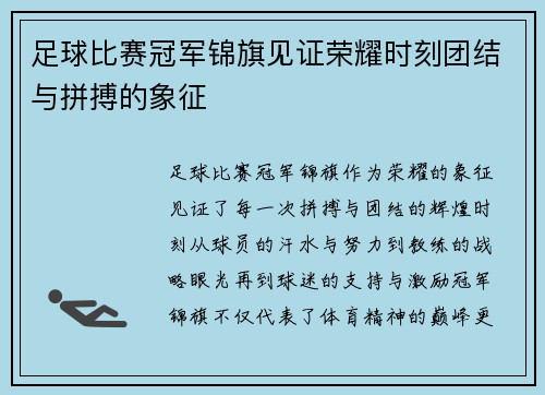 足球比赛冠军锦旗见证荣耀时刻团结与拼搏的象征